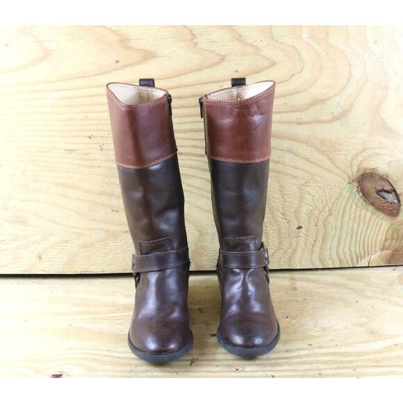 Frye Small Frye Boots Youth 12 Brown Leather Melissa 2 Tone Harness Girls Riding - Picture 2 of 11